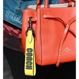 NWT Coach LOGO XL Leather Loop Keyfob Key Chain Retro Yellow